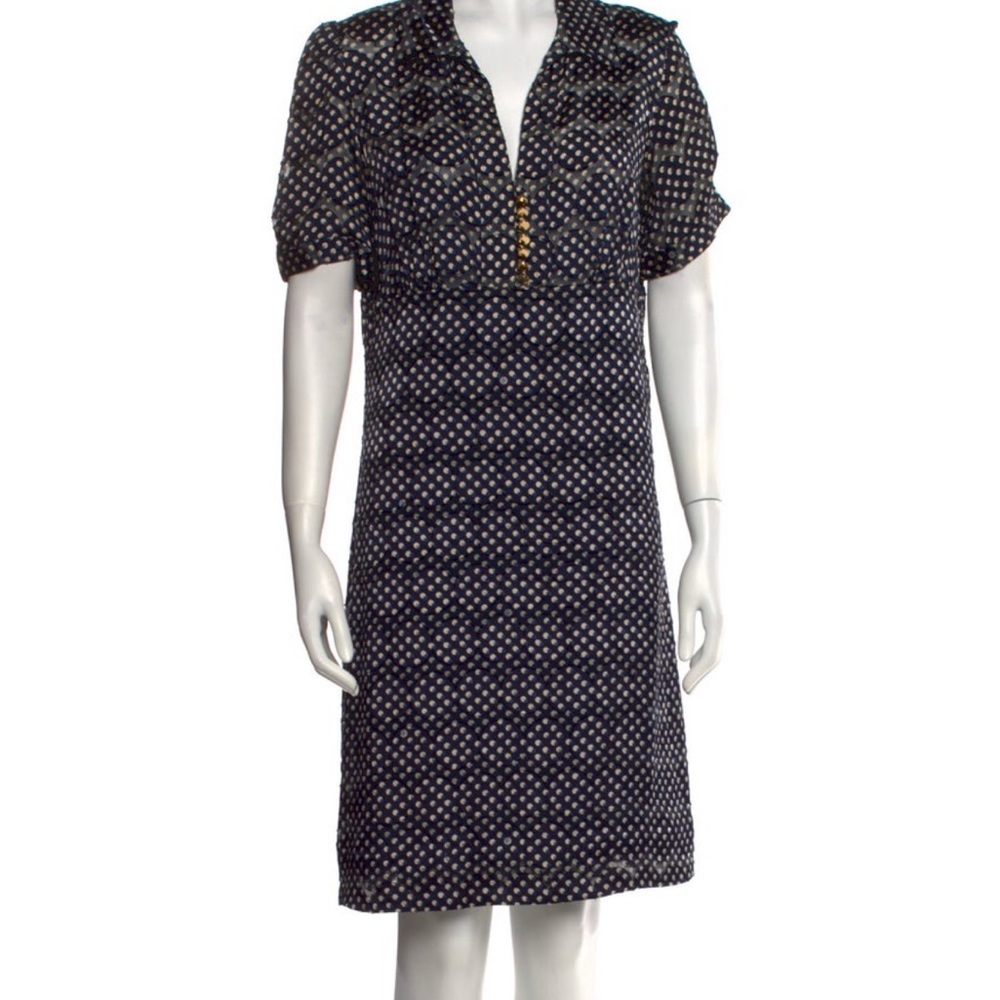 Tory Burch Navy Polka Dot Midi Dress